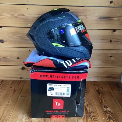 MT Atom 2 Destiny C2 Matt Black Fluo Flip Up Motorcycle Motorbike Helmet Medium