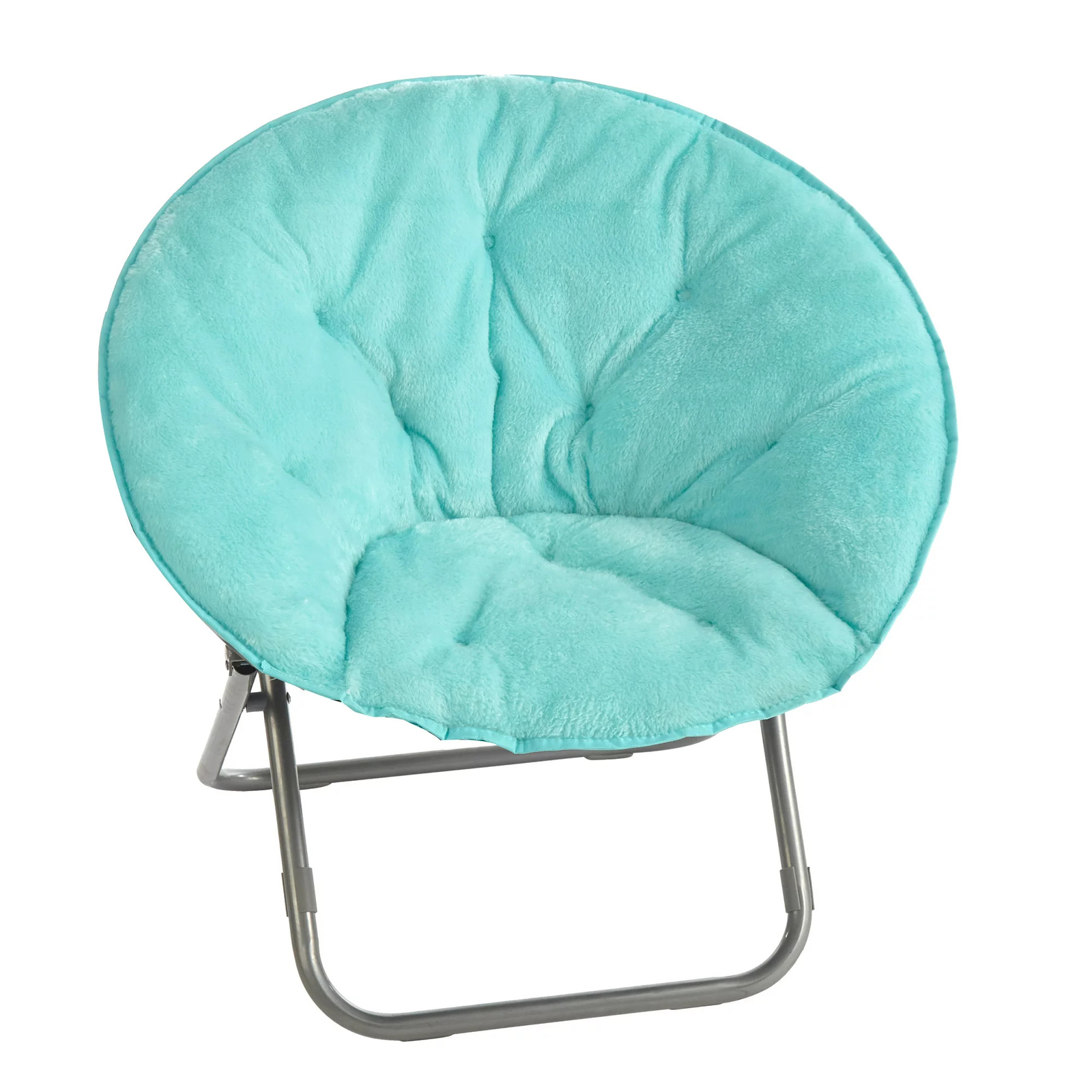 Folding Saucer Chair with Faux Fur, Sofe&wide Seat and Durable Frame, 225lbs