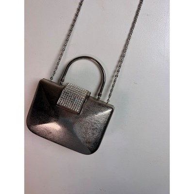 Vintage Daniella Evening Clutch Bag OS Silver Excellent Crystal Clasp Crossbody