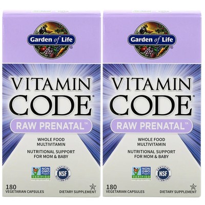 Garden of Life, Vitamin Code, (2 упаковки) Raw Prenatal, 180 вегетарианских капсул