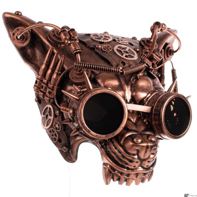 KBW Growling Wolf Mad Dog Steampunk Goggles Face Mask, One-S