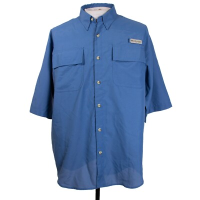 Columbia PFG Mens M Nylon Hiking Fishing Outdoor Vented Button Front Shirt