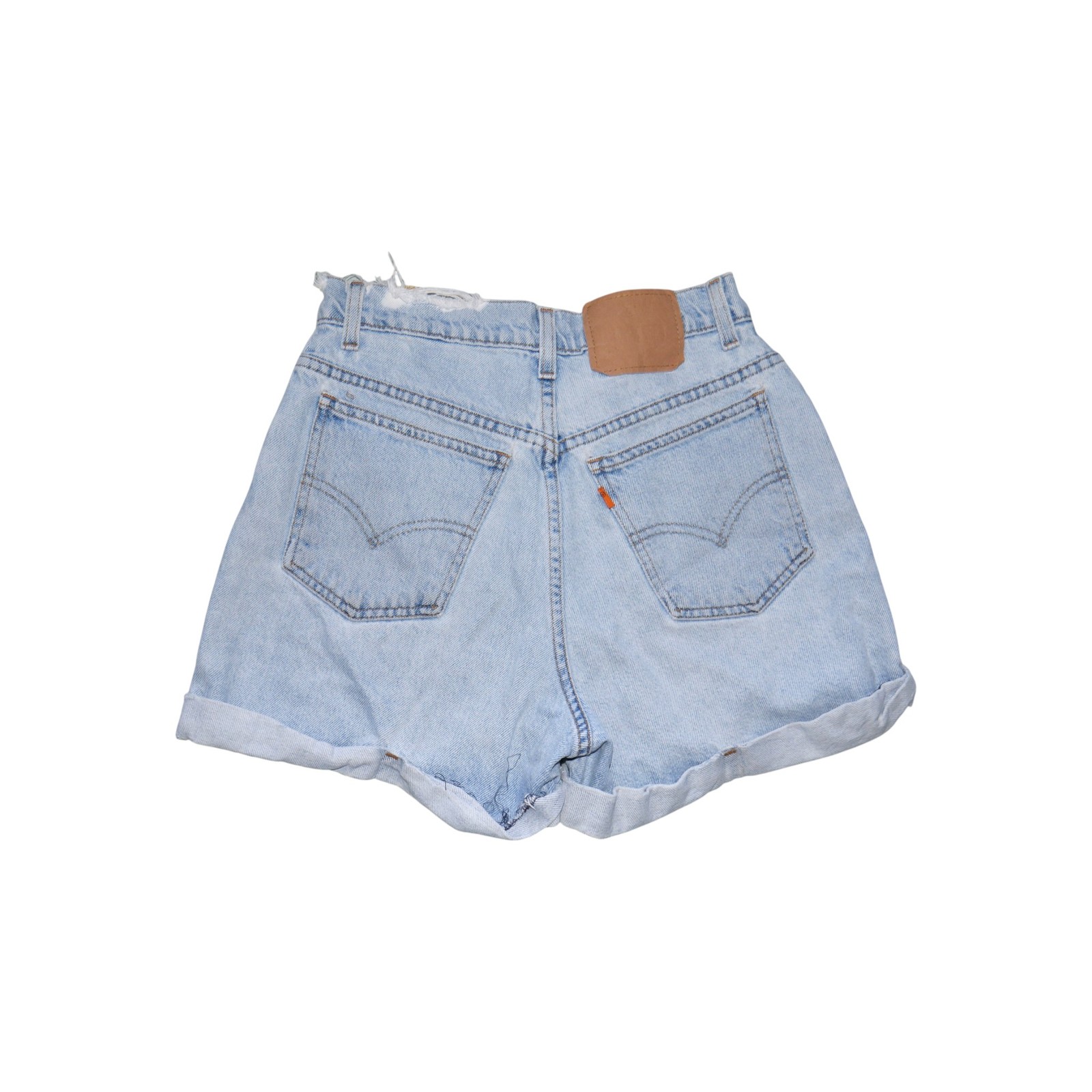 Vtg Levis Orange Tab Jean Shorts Womens size 26 Light Wash Distressed Bleached