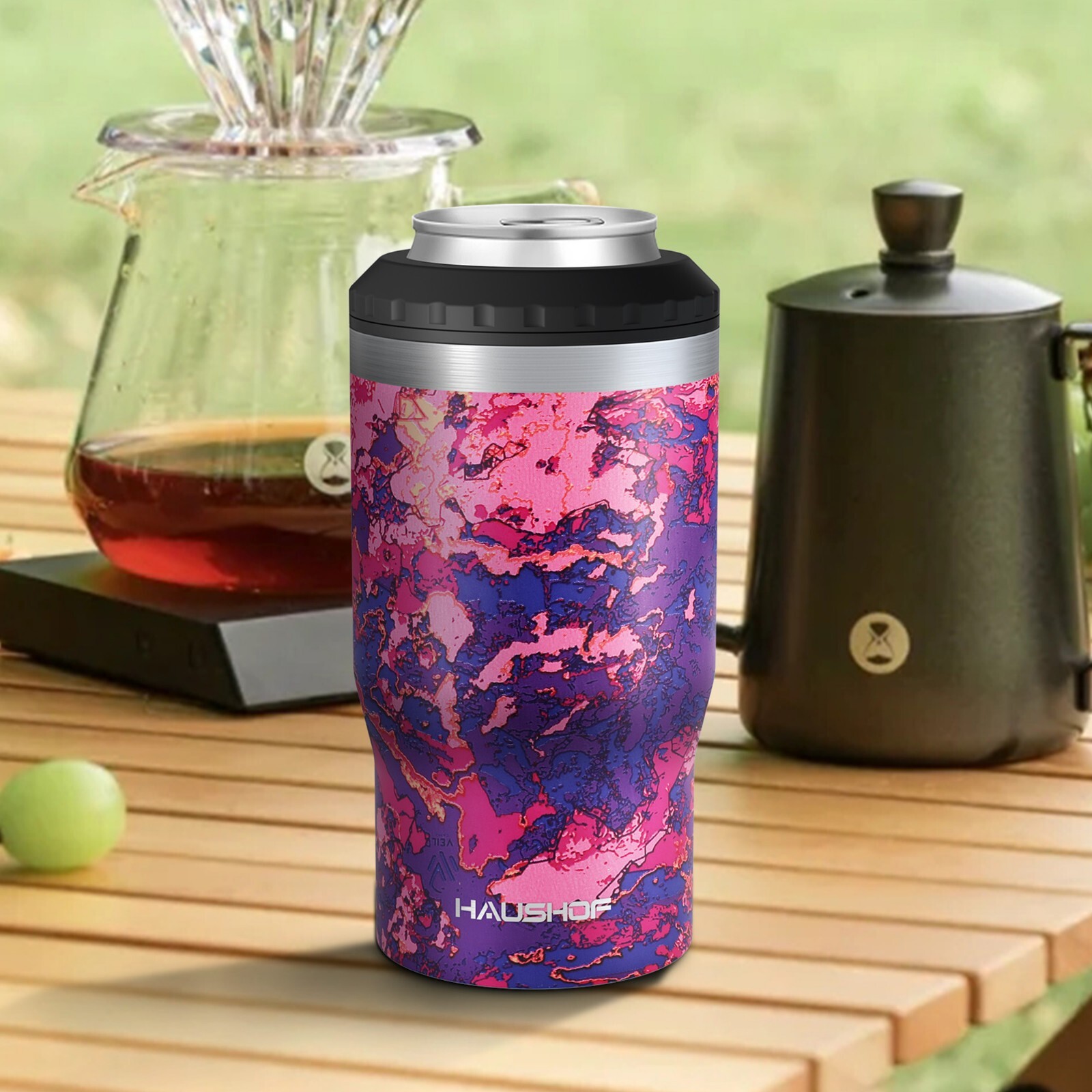 HAUSHOF 12OZ Can Cooler 4 in 1 Insulated 	Stainless Steel  Lightweight Slim Can