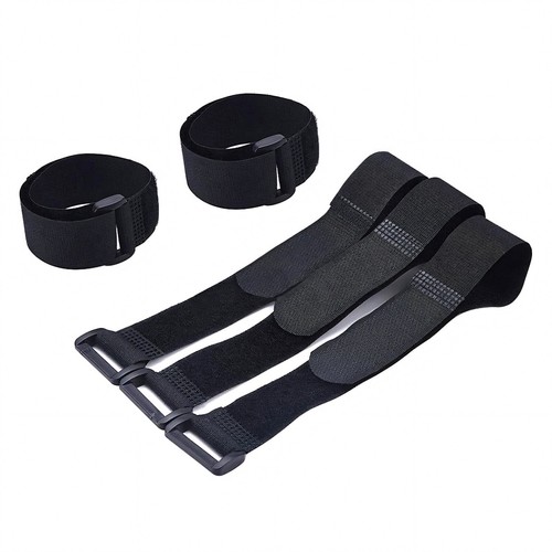 Black Hook and Loop Heavy Duty Strap Strapping Cable Ties with Buckle 15cm-600cm