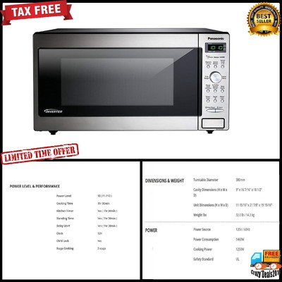 Panasonic Built-In Microwave Oven food cooking 1250 Watt Kitchen LED...