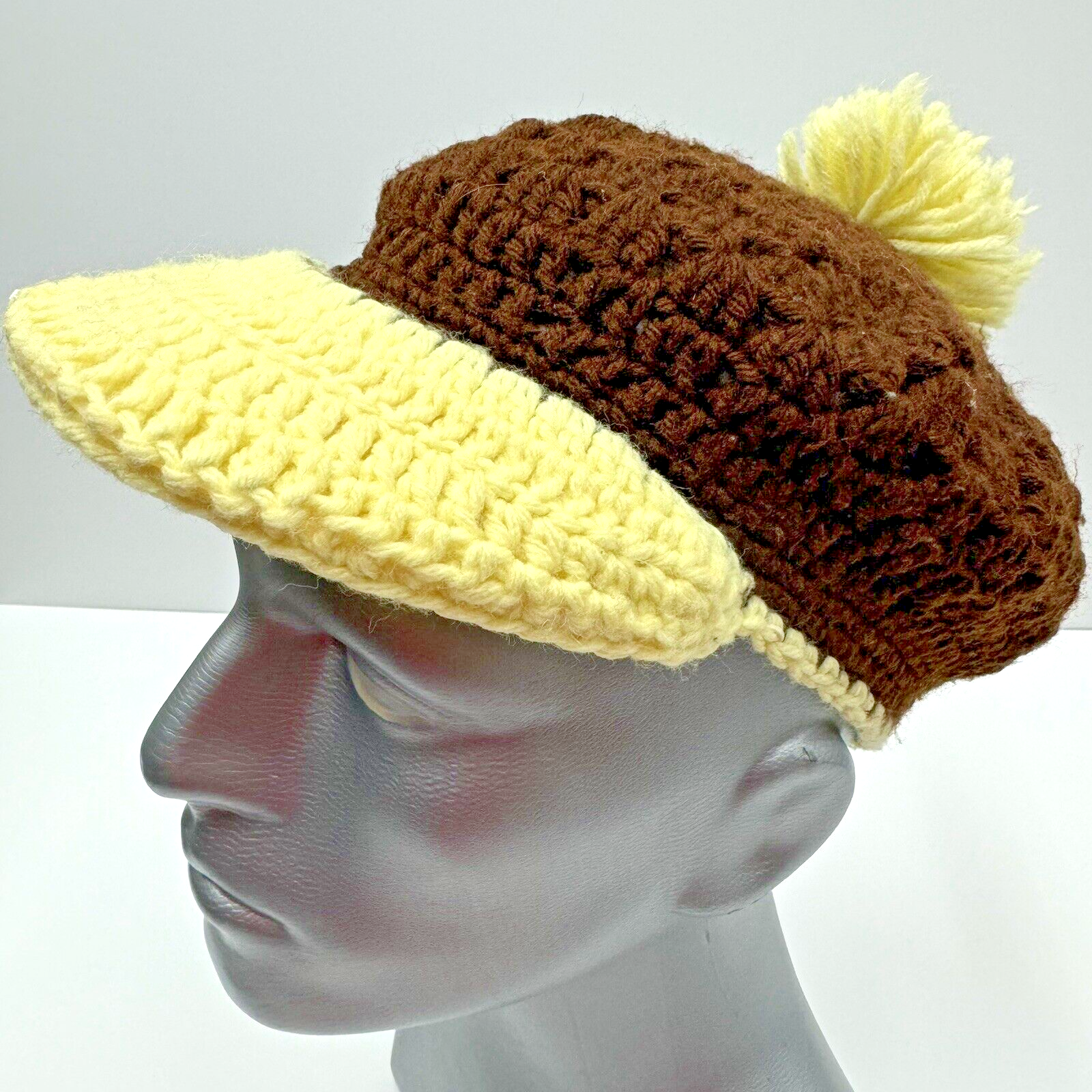 Vintage Handmade Hat Cap Crochet Slouchy Adult Golf Hat w Vintage Handmade Hat Cap Crochet Slouchy Adult Golf Hat w