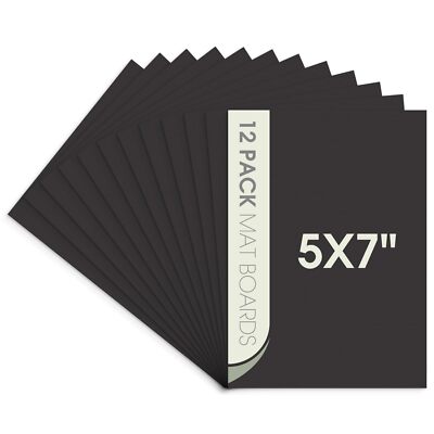 12 Pack Uncut Black Mat Boards Acid Free Matte Backing Boards for Pictures