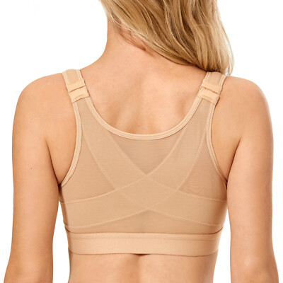 DELIMIRA Women's Front Closure Posture Wireless Back Full Coverage Bra