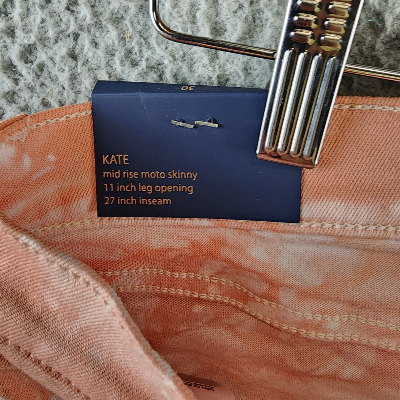 Ramy Brook Katie Mid-Rise Motto Skinny Jeans Women's 30 Pink Tie Dye Zip Closure - Picture 11 of 17