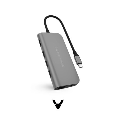 Hyper - HyperDrive POWER 9-in-1 USB-C Hub Dongle 4K-  Space Gray
