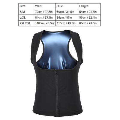 Sauna Vest Heating Sweat Tank Top Breathable Waist Trainer Zipper Sports Cor HPT