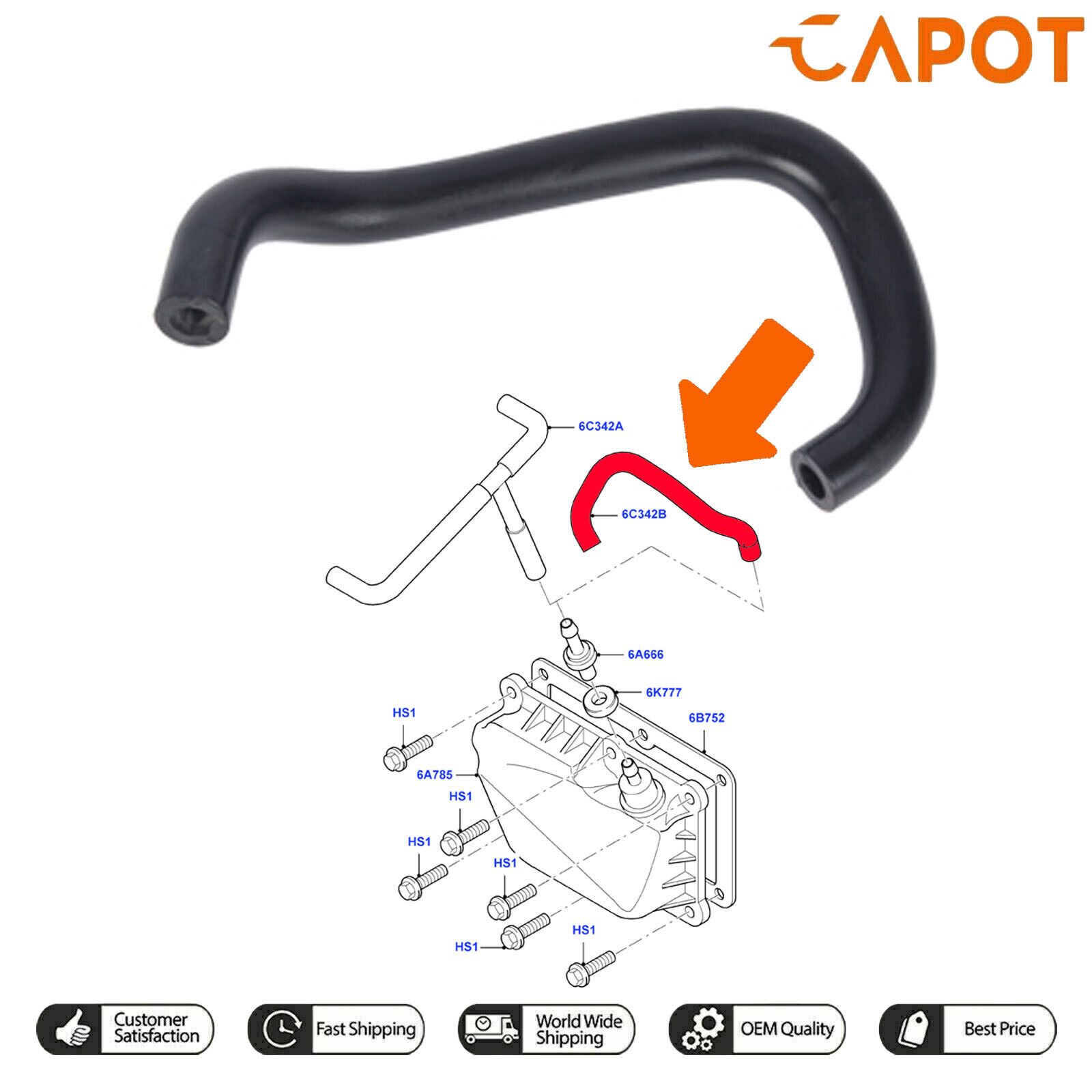 Pour Ford Fiesta MK4 MK5 1.4 1.6 Tuyau de reniflard carter 4M5G6N664BA 1761516
