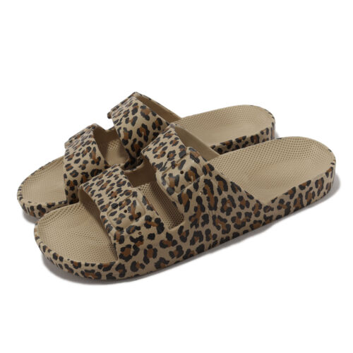 Freedom Moses Two Band Slide Leopard Brown Мужские сандалии унисекс Slipper FMWILDSNDS