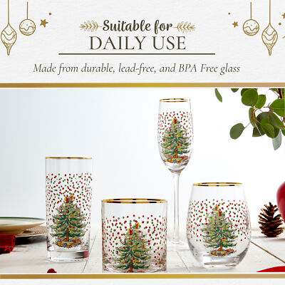 Spode Christmas Tree Polka Dot Champagne Flutes - Set of 4