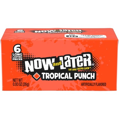 Now & Later Original Taffy Chews Candy, Tropical Punch, 0.93 Ounce Bar, Pack ...