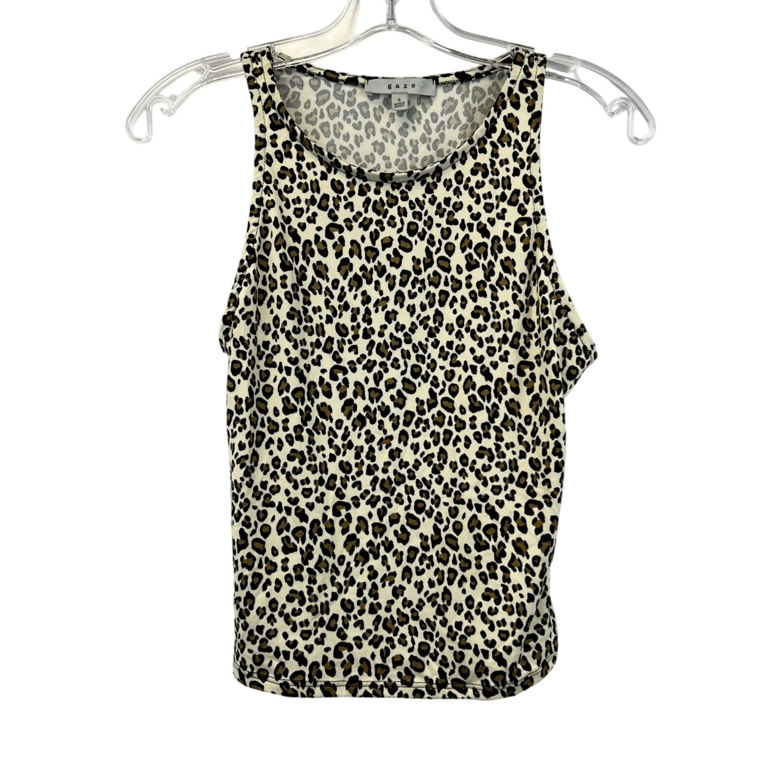 Gaze Women's Round Neck Multicolor Leopard Print Cropped