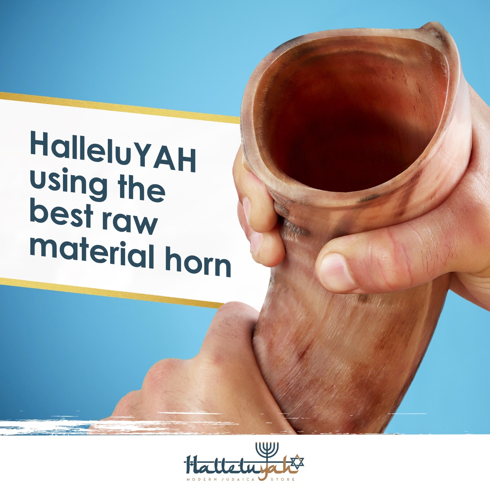 HalleluYAH Original Kosher Fully-Polished Kudu Shofar From Israel