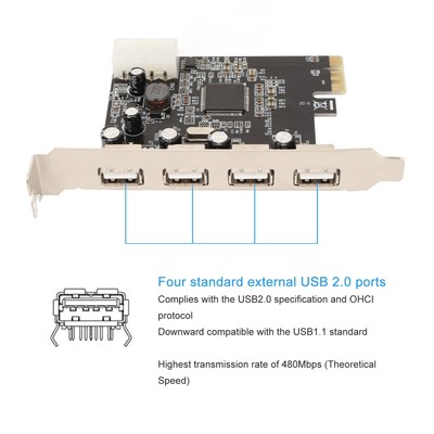PCIe To USB2.0 Expansion Card For Desktop Chassis ERT