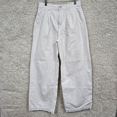 Madewell The Harlow Wide-Leg Jeans Women 27 White Pleated High Rise Cotton Denim
