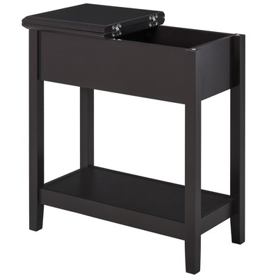 Modern Freestanding Countertop Side Table with Swing Hinge Storage Compartment
