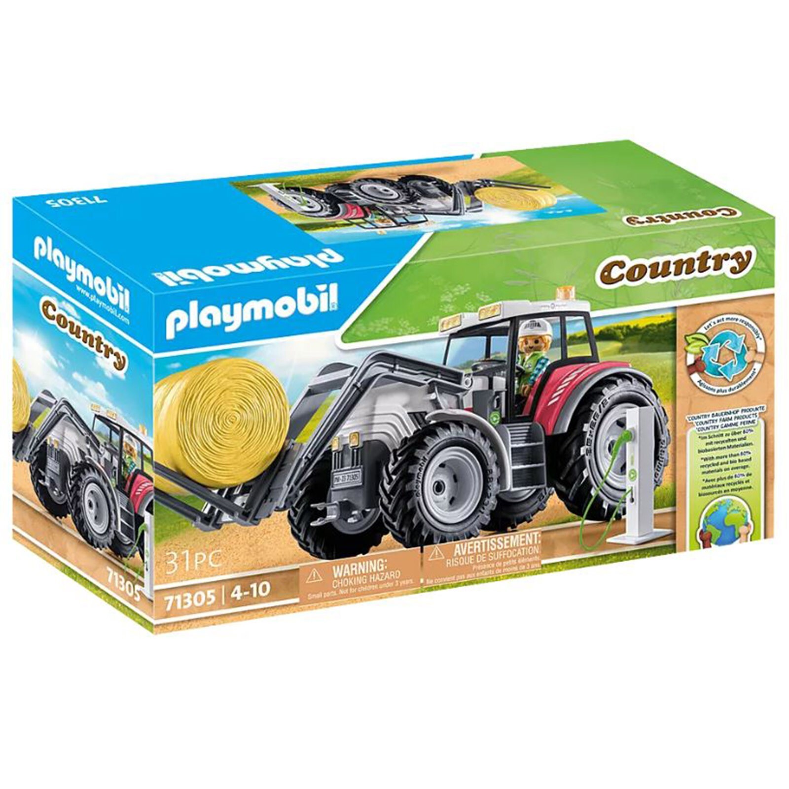 Большой трактор Playmobil Country с аксессуарами и строительным набором НОВЫЙ