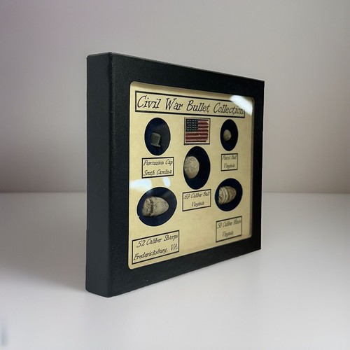 American Civil War Starter Collection Bullets in Display Case (5 Piece) with COA