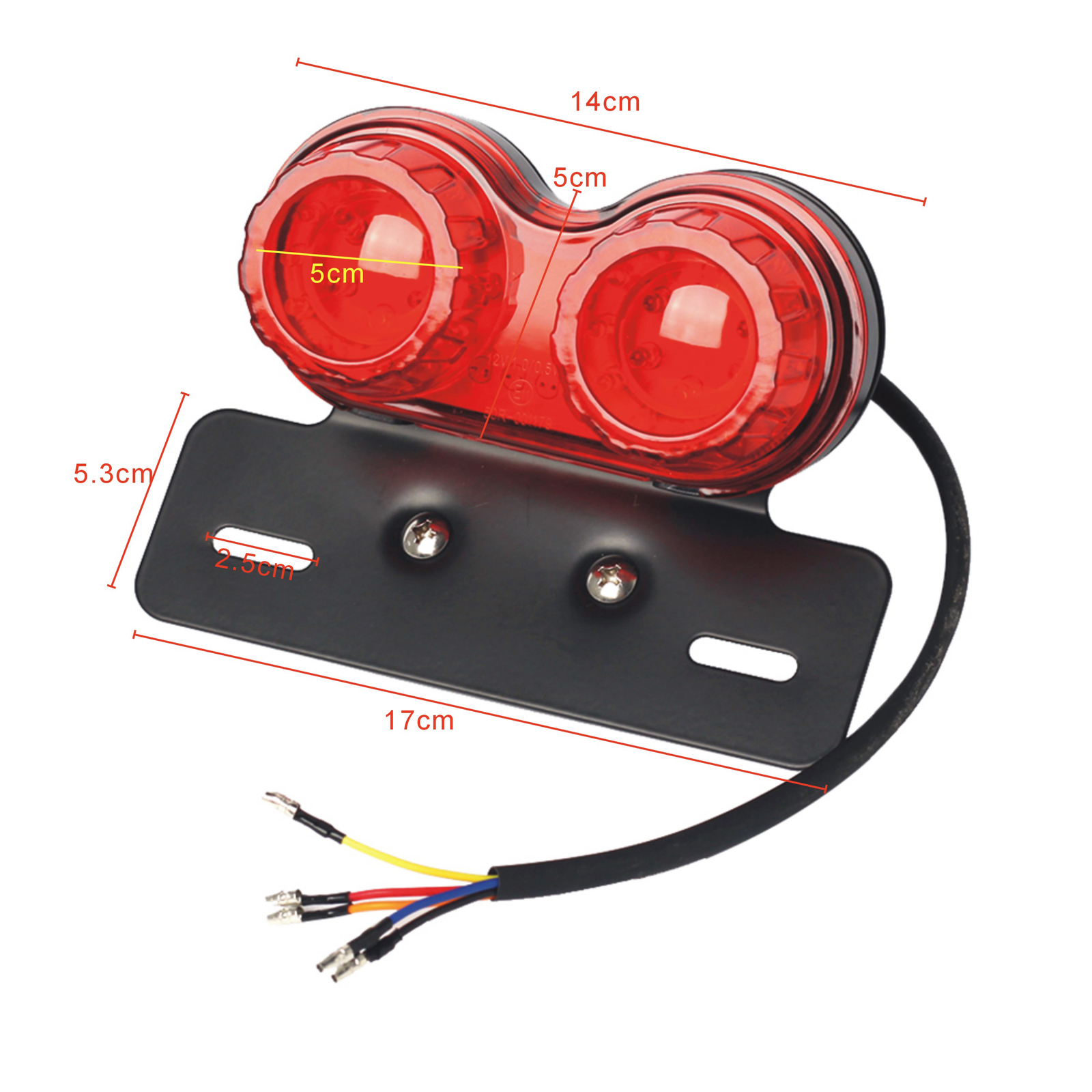 LED Rücklicht Motorrad STOP | Schwarz Metall Mit Nummernschildbeleuchtung | E-geprüft Für Straßenzulassung