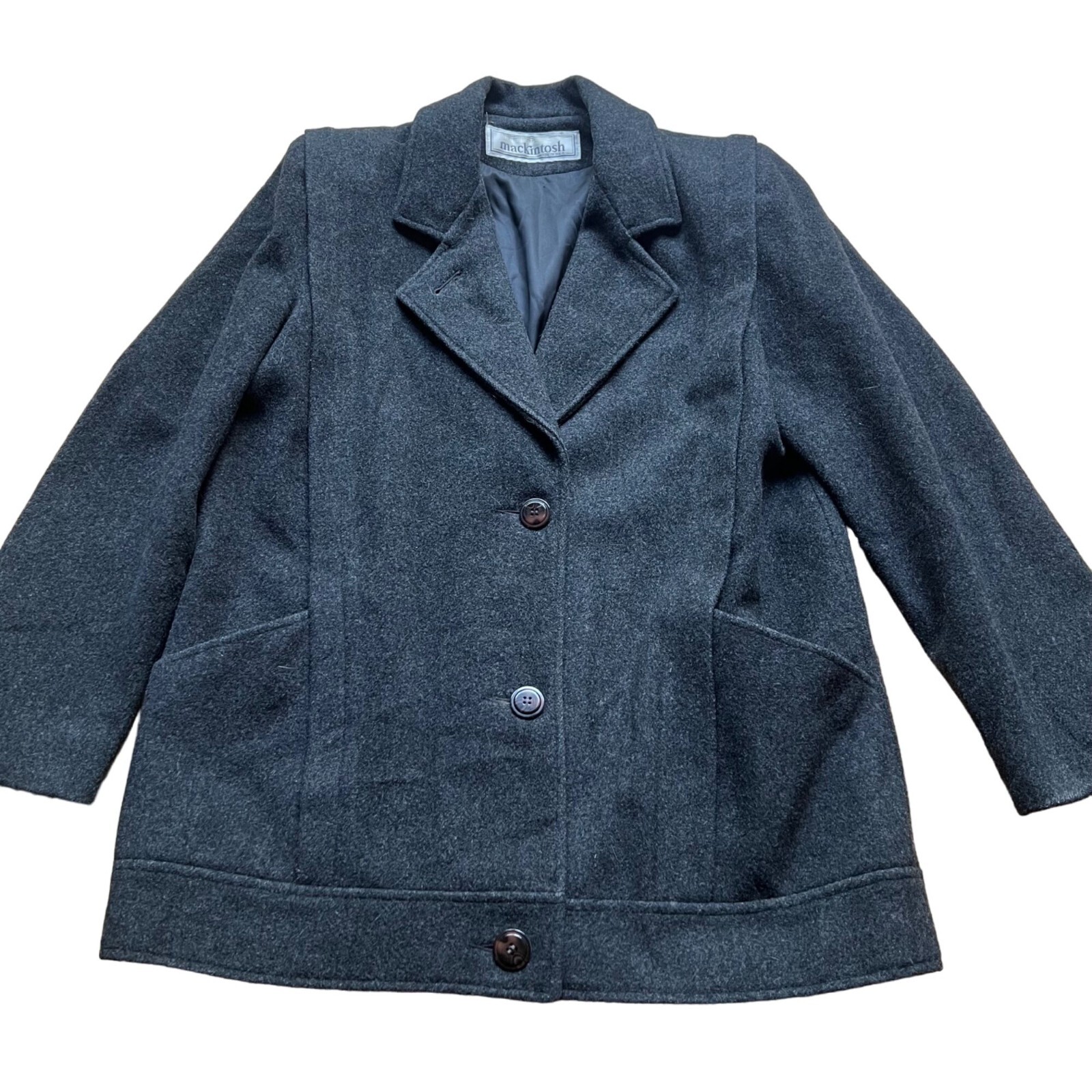 ジャケット・アウター mackintosh 0001 wool coat Mackintosh Jacket Coat Women's M Wool Black Belted Pockets