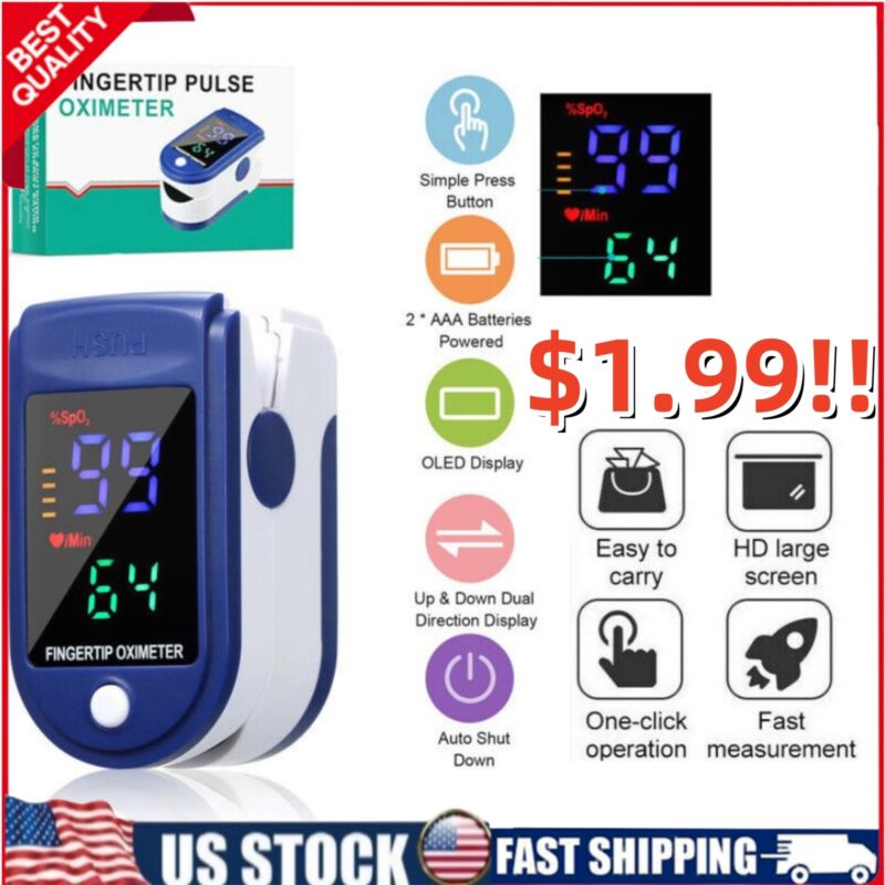 Finger Pulse Oximeter,blood Oxygen Saturation Meter Fingertip Heart Rate Monitor