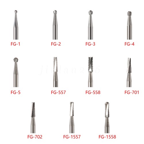 10-100 Uso Dental Acero de Tungsteno FG Fresas Carburo para Alta Velocidad Pieza