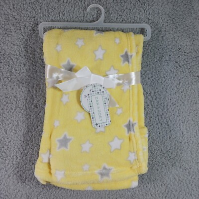 ZAK & ZOEY YELLOW, WHITE & GRAY STAR BABY BLANKET UNISEX 30''X30''