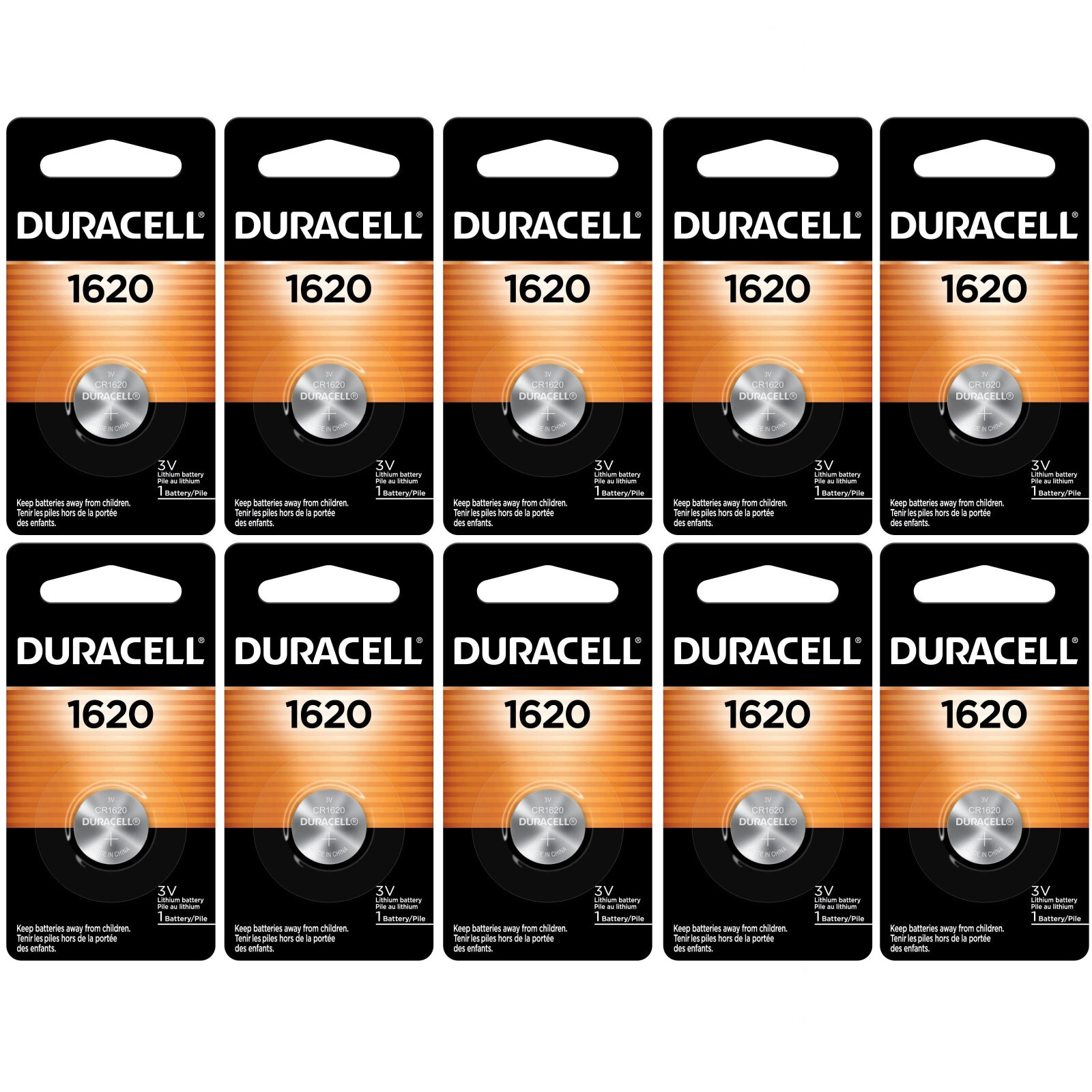10x Duracell CR1620 Knopfzellen – 3V Lithium, Für Fernbedienungen, Uhren & Mehr