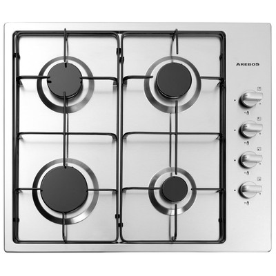 Edelstahl Gasherd Gaskochfeld 4 Flammen Einbauherd für Erdgas und Propangas