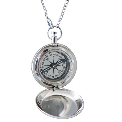 Antique Silver Finished Marine Brass Brunton Working Compass Engraved SA008