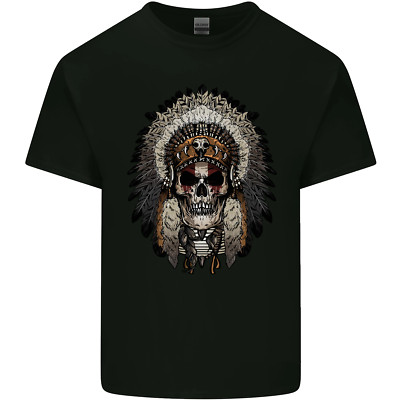 Native American Indian Skull Headdress Kids T-Shirt Boys Girls