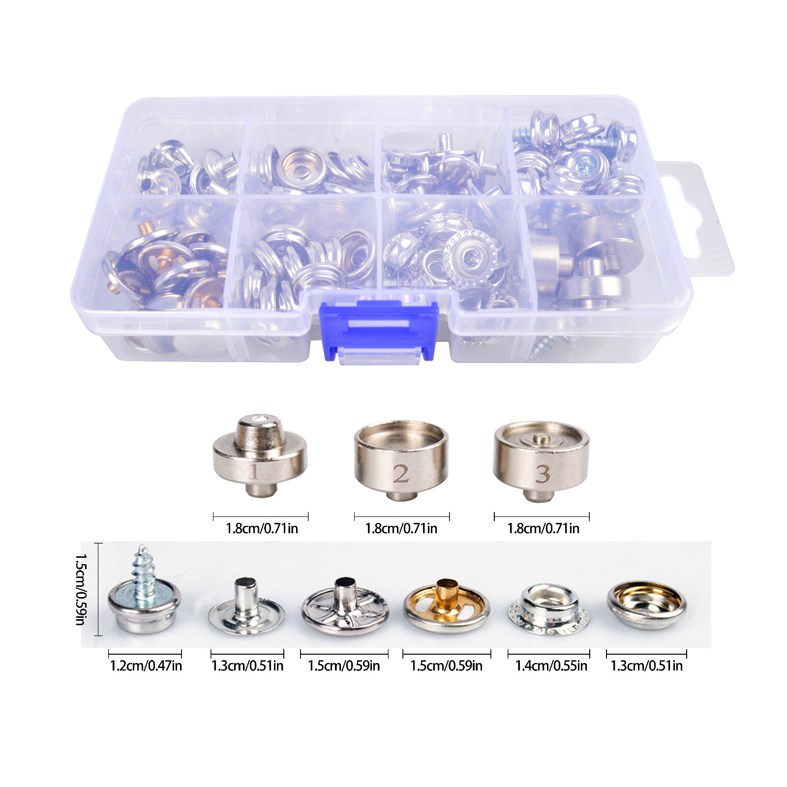 Snap Fasteners Tool Pressing Machine Ring Studs Pliers Fastener Kit w/ Hole Part