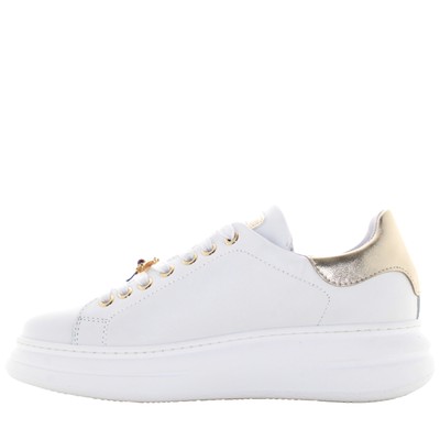 Pre-owned Méliné Meline' P24us Women's Sneakers With Platform Bi 247-acc In White / Gold