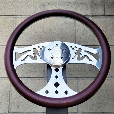 18'' Billet Mud Flap Girls Steering Wheel Purple Haze Vinyl Big Rig Semi Truck