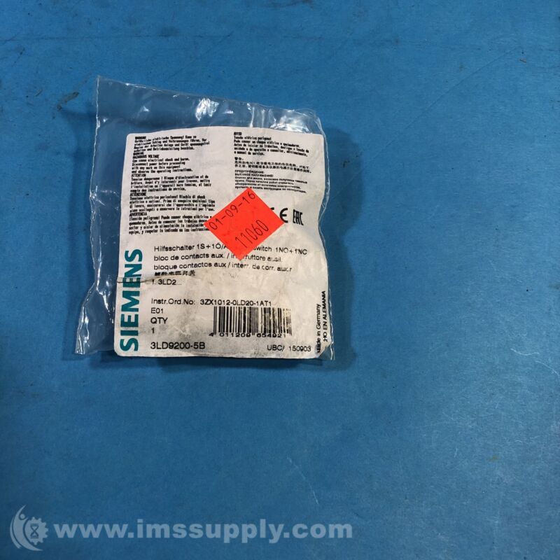 Siemens 3ld9200-5b Auxiliary Switch Fnfp