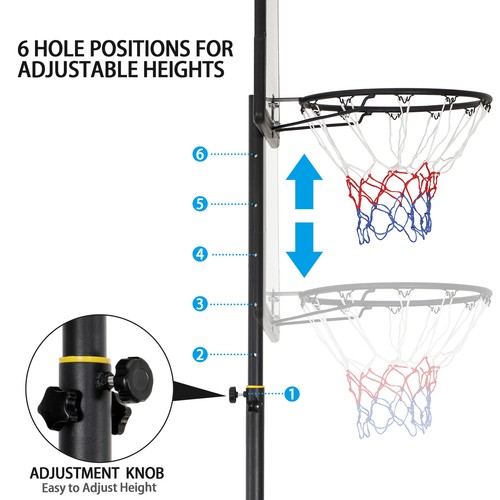 Portable Basketball Hoop Goal System Adjustable Height PVC Backboard Outdoor