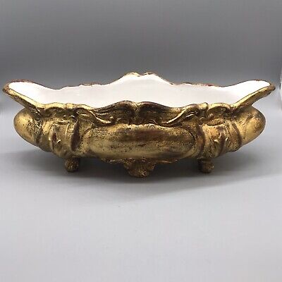 vintage drip glaze golden yellow ombre planter with pedastal