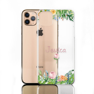 Floral Initials Phone Case;Personalised Flower Clear Hard Cover For Xiaomi