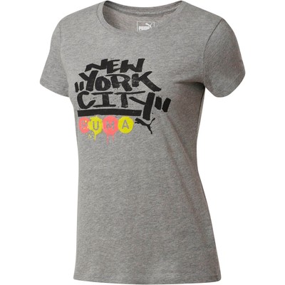 

Puma Subway Script Graphic Crew Neck Short Sleeve TShirt Womens Size  Casual, Grey