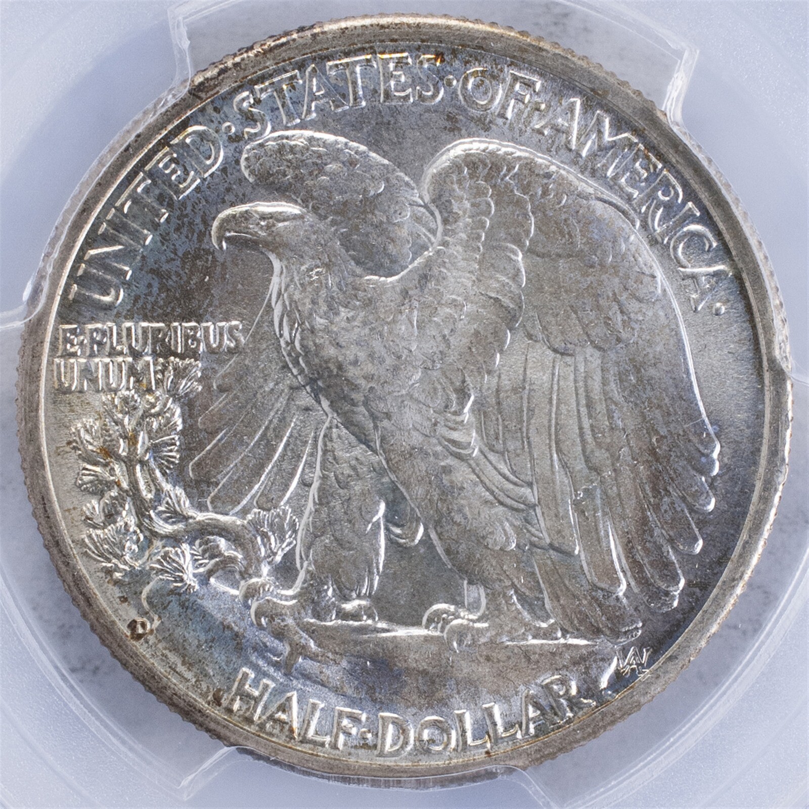 1944 D Walking Liberty Half PCGS MS66 Pretty Peripheral Obverse Toning