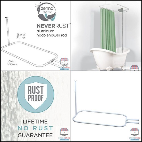 Aluminum Hoop Shower Curtain Rod Claw Foot Tubs Bathroom