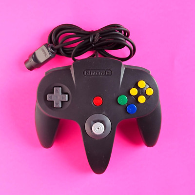 Official Nintendo 64 BLACK / GRAY Controller AUTHENTIC   OEM N64 NUS-005 USED