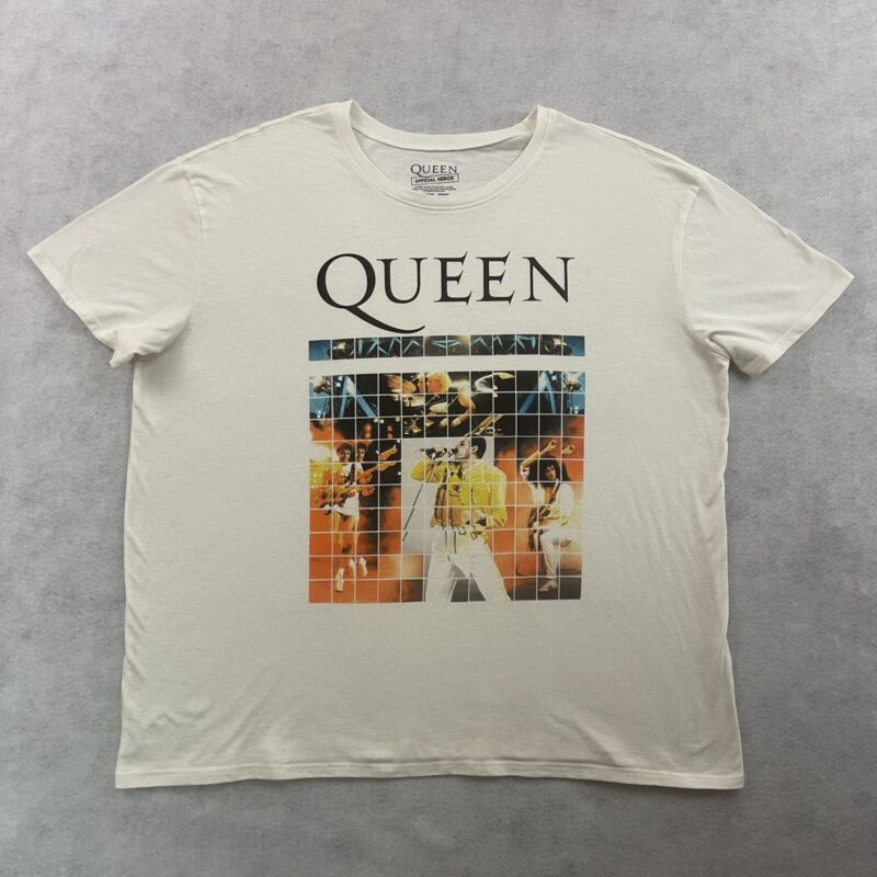 Queen Official Merch T Shirt Mens Size XXXL White Graphics Freddie Mercury