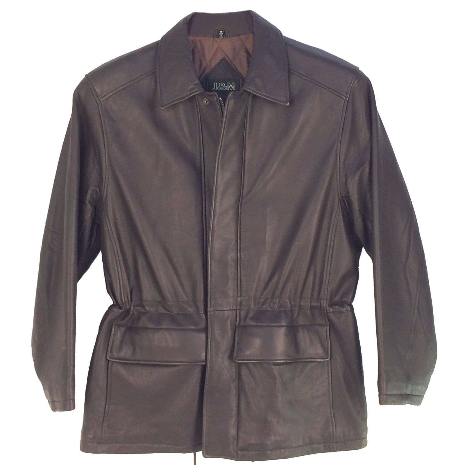 Pre-owned M & M Vintage, M6060verp Brown, J&m 3/4 Length Men Leather Coat