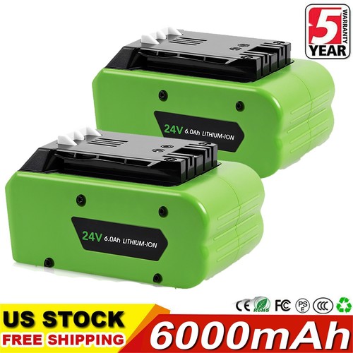 2X For GreenWorks 24V 6.0Ah Lithium ion Battery Replace G-24 29842 29852 24 Volt
